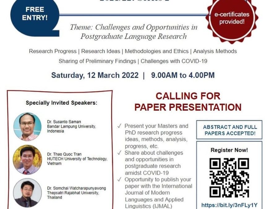 Akademi Pengajian Bahasa e-Postgraduate International Colloquium (ePIC) 2021/2022 : Series 2