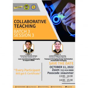 Collaborative Teaching Batch III Session 3: “Lean Manufacturing Philosophy to Support MSME || Transport Packaging Design Optimization / Sustainable Packaging”